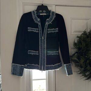 Women's Black and Denim Jacket size medium NWOT